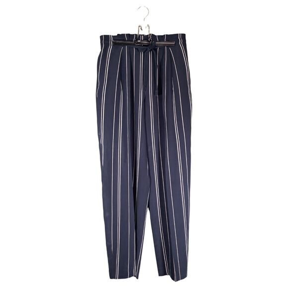 Vince Silk Pants Blue White Striped Tie Front Wide Leg Coastal Womens Small - Picture 1 of 4